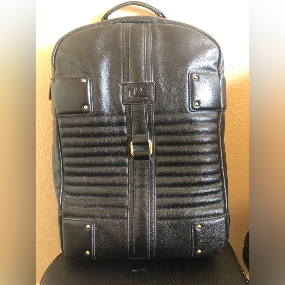 Jill.E Designs Olivia Black Leather Laptop Backpack